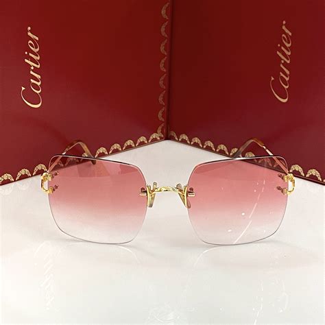 cartier glasses pink lenses|rimless cartier glasses.